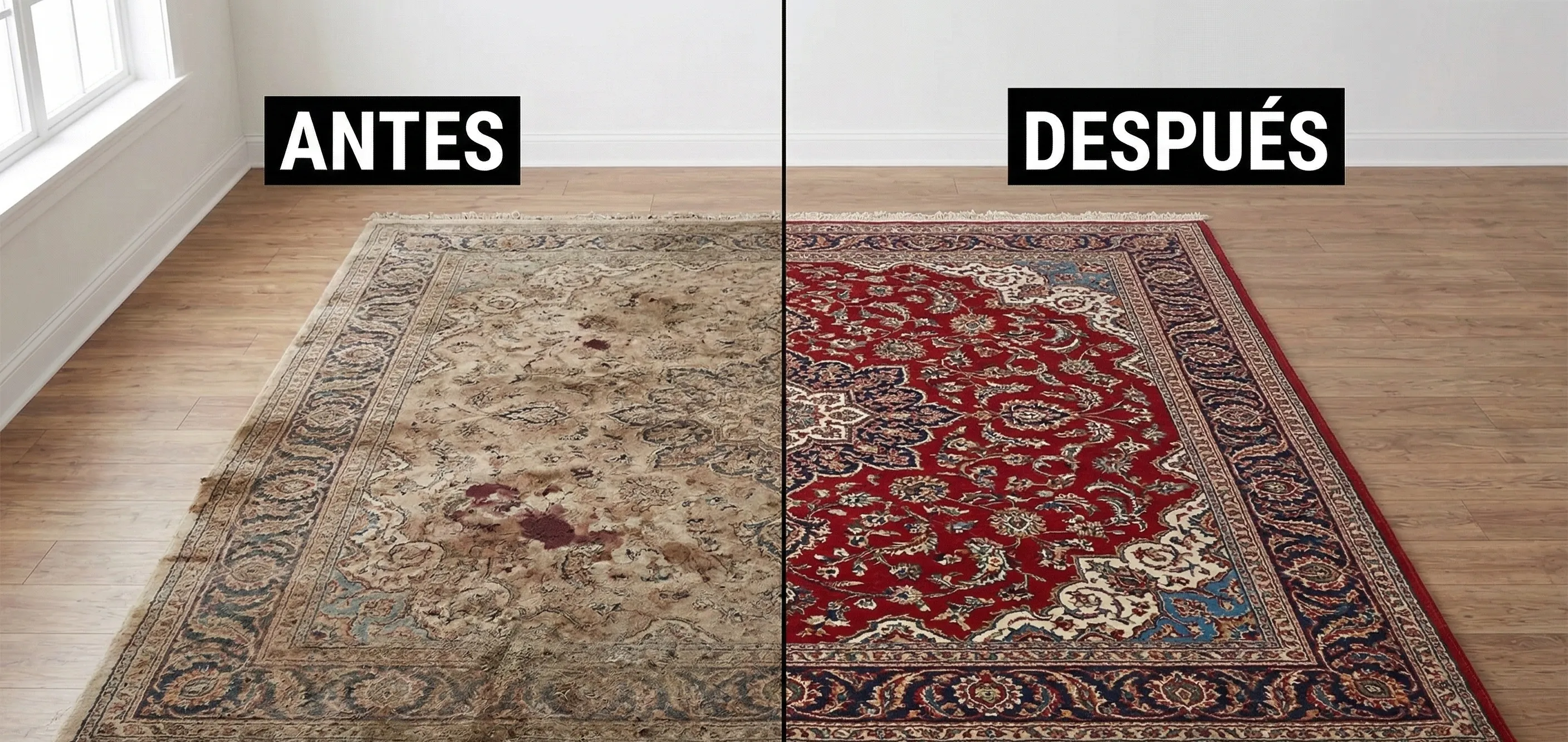 Limpieza de alfombra — antes y después