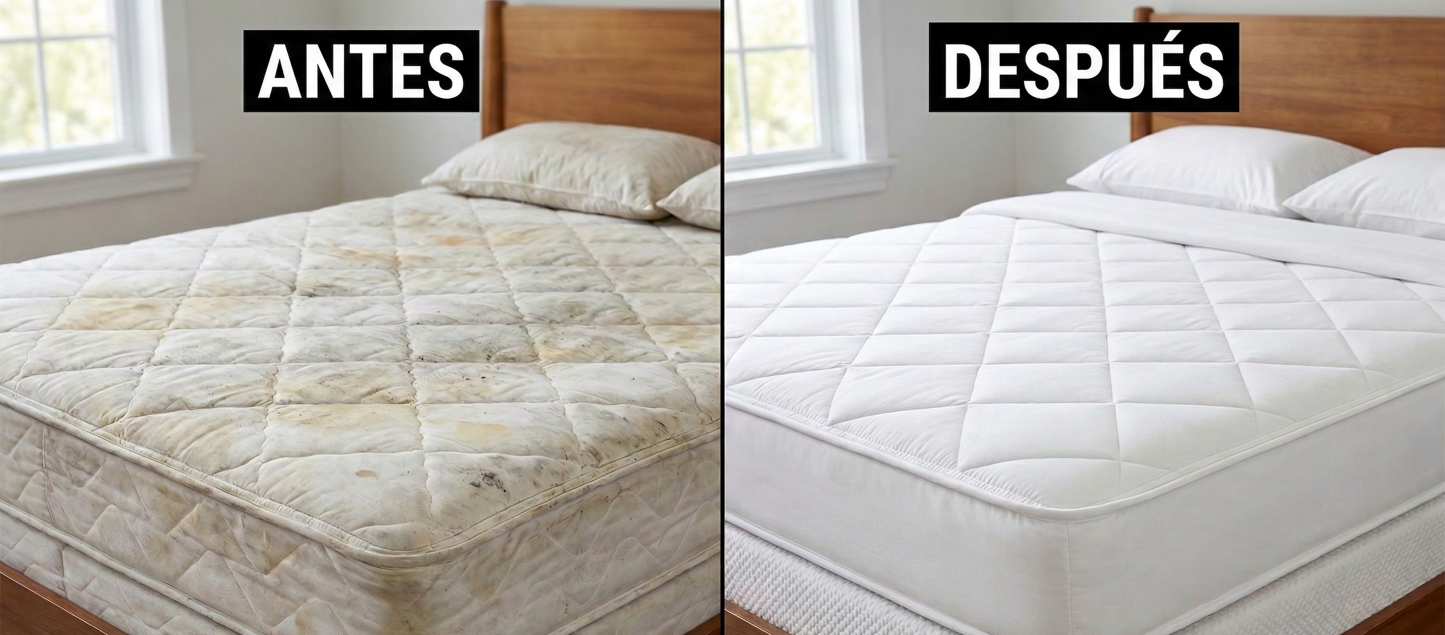 Limpieza de colchón — antes y después