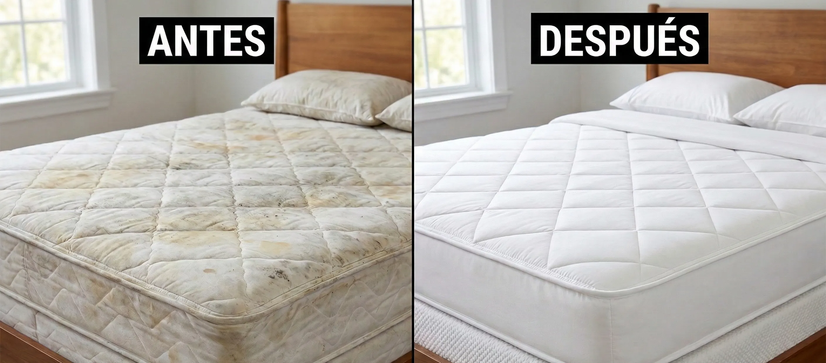 Limpieza de colchón — antes y después