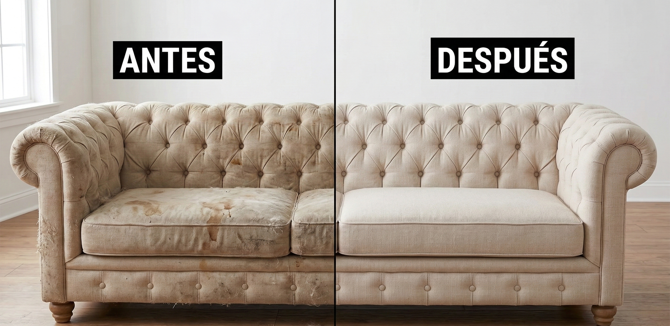 Limpieza de sillón — antes y después